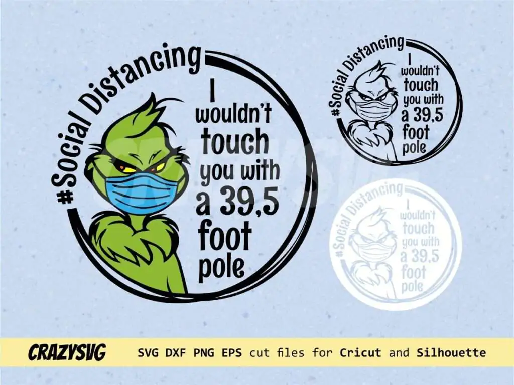 Grinch Face Mask Social Distancing SVG