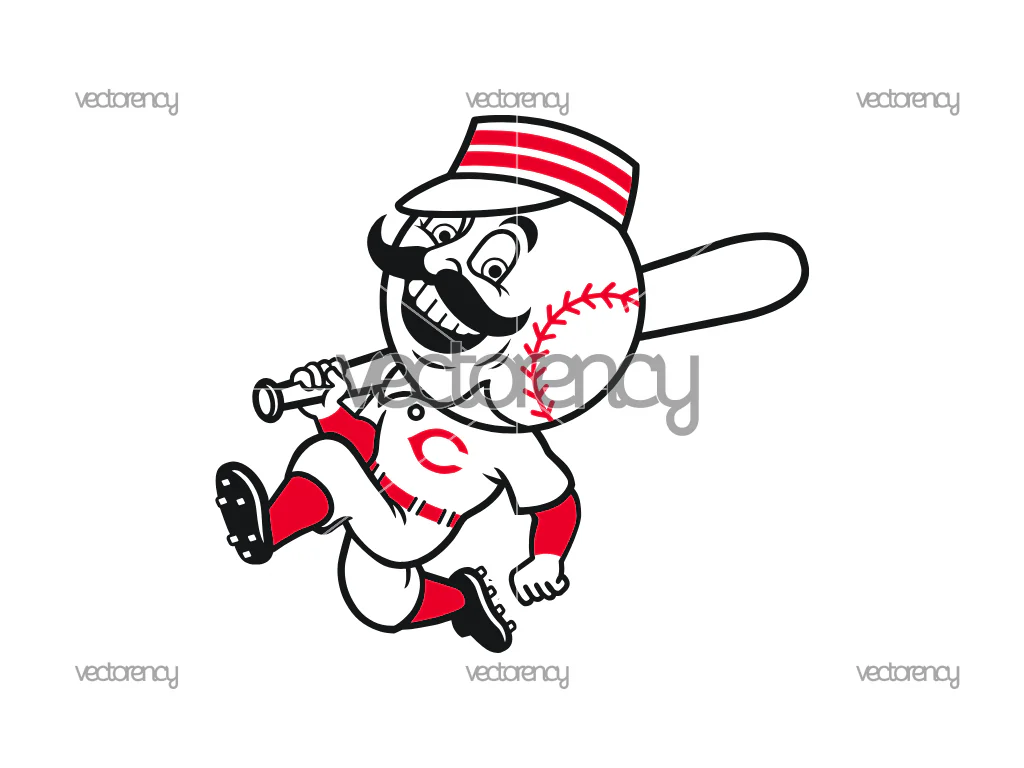 Cincinnati Reds Mascot SVG, PNG, EPS, MLB Baseball Cutting File, Cincinnati Reds Logo Clipart