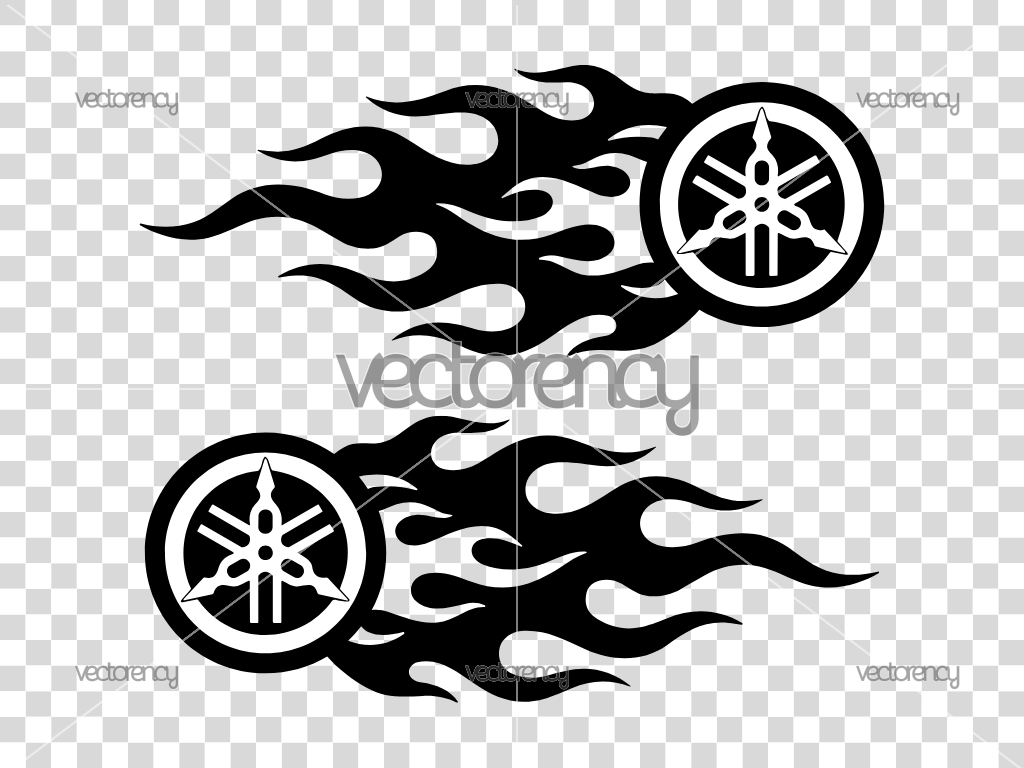 Yamaha Flames Tribal Vector, Sticker, SVG, PNG