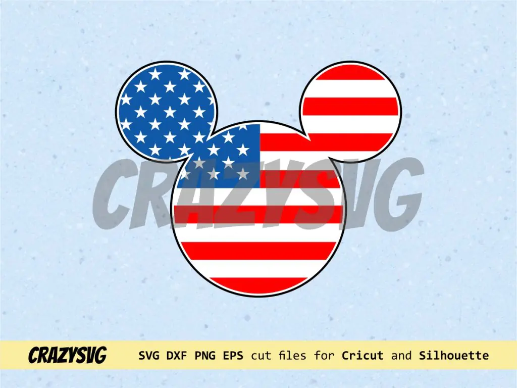 Mickey Mouse American Flag SVG Cut File