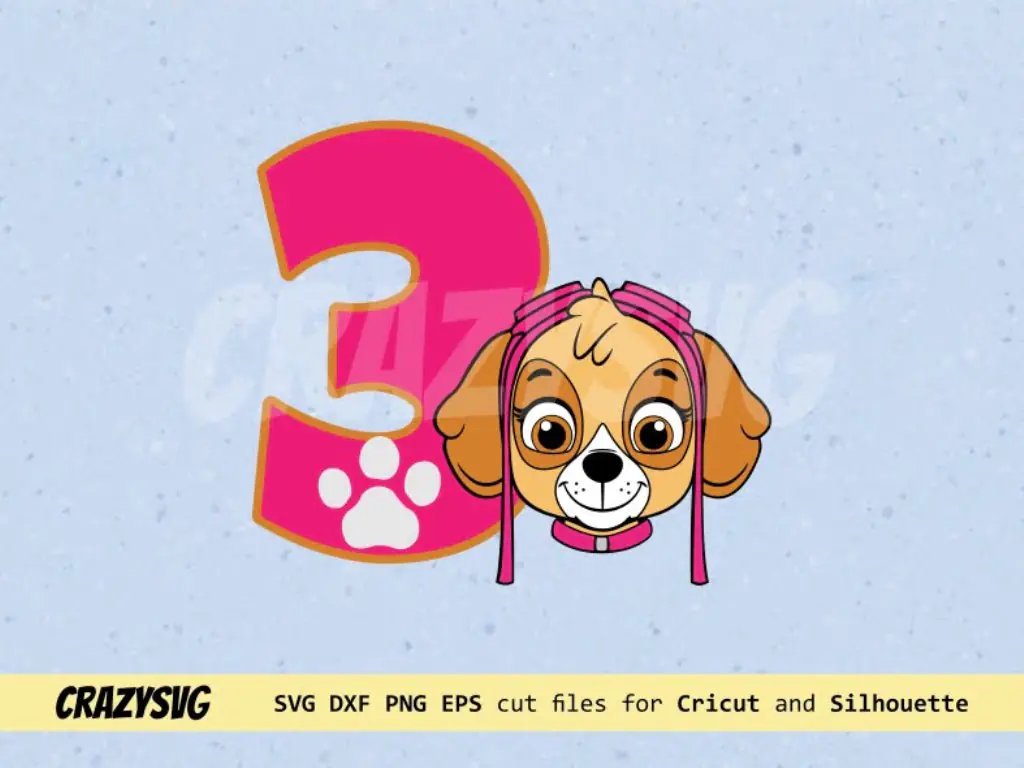 Number 3 Skye SVG Paw Patrol