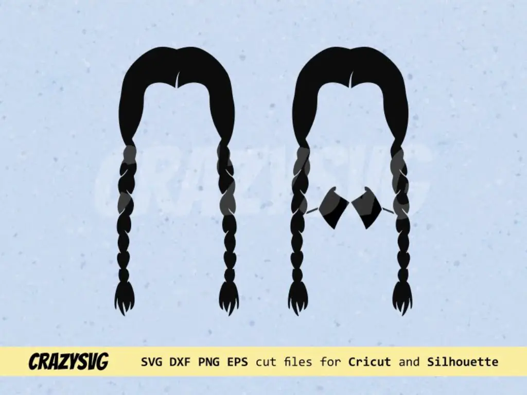 Wednesday Black Hair Braids SVG File