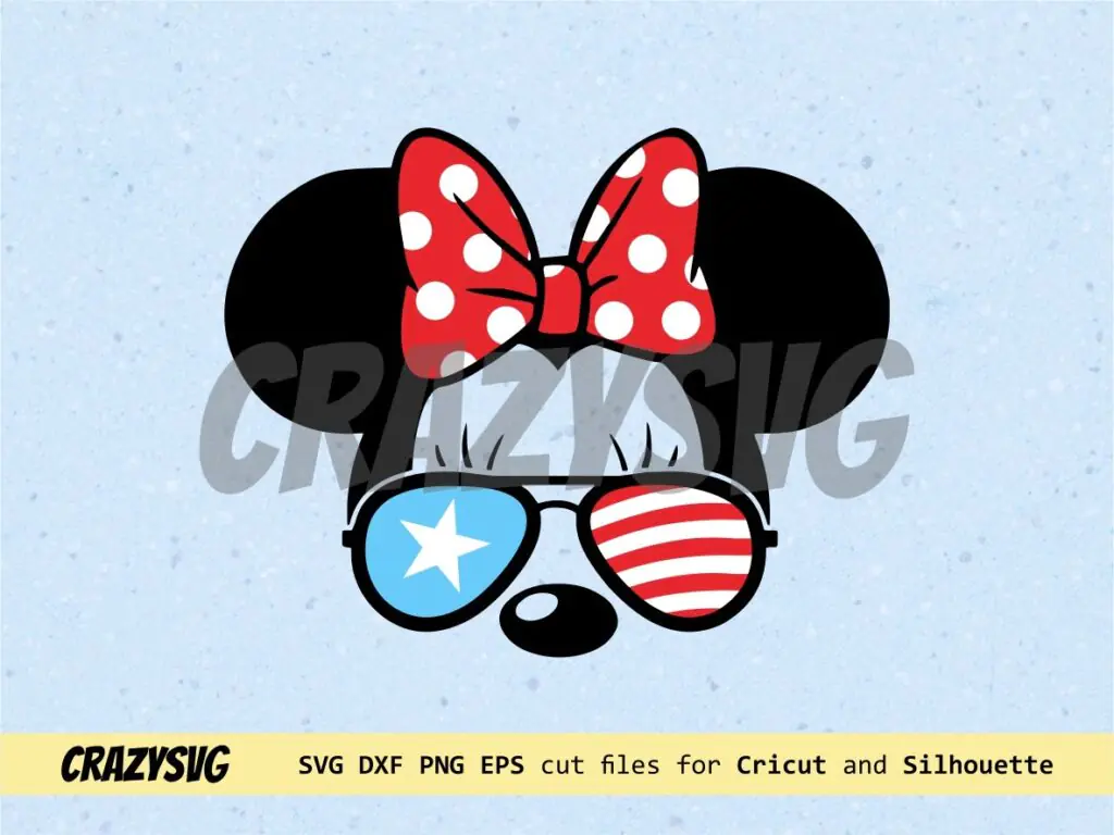 Cool Minnie Mouse American Flag Sunglasses SVG Cut File