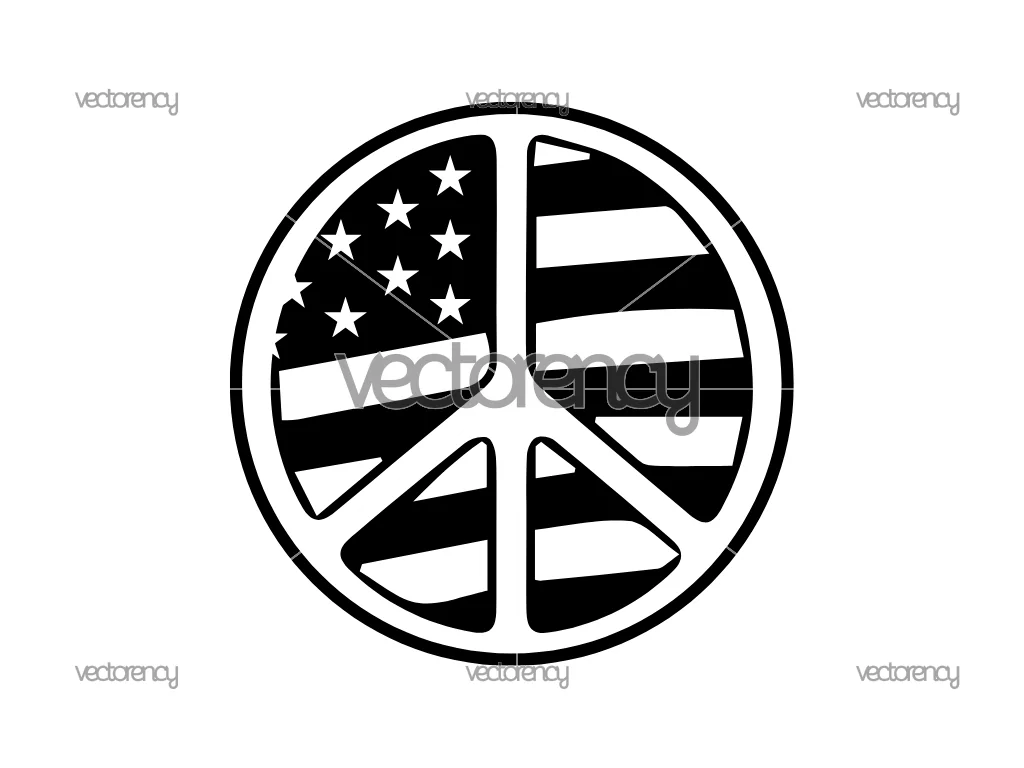 Peace Love American Flag Image SVG PNG EPS DXF