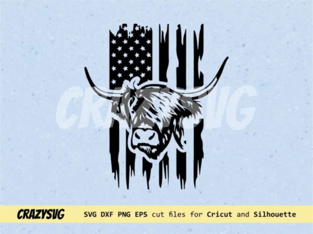 American Highland SVG Us cow Highland Cow