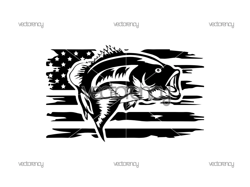 Fishing SVG Clipart American Flag PNG