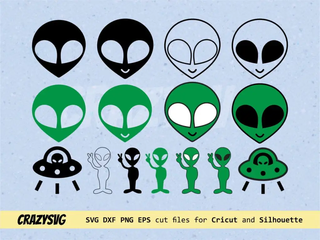 Aliens Head SVG UFO SVG Aliens Clipart | Vectorency