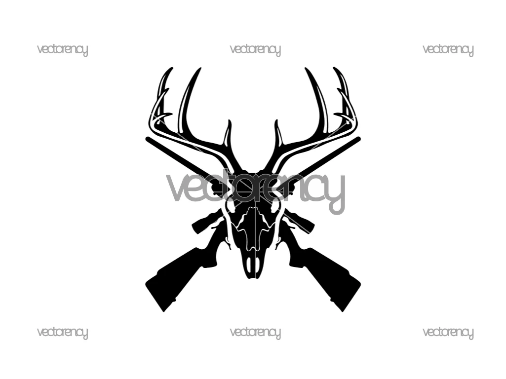 Deer Hunter SVG, Deer Skull Hunting Rifles, Adventure PNG Vector