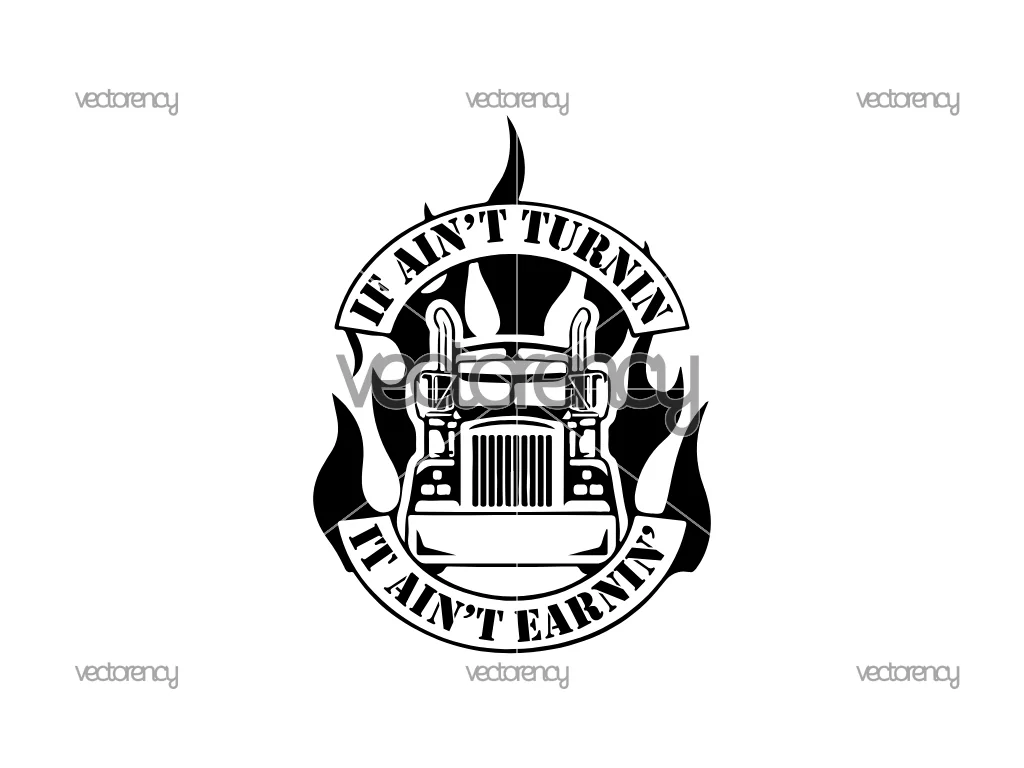 Driver Truck SVG Design Flames Vector PNG Decal Sticker