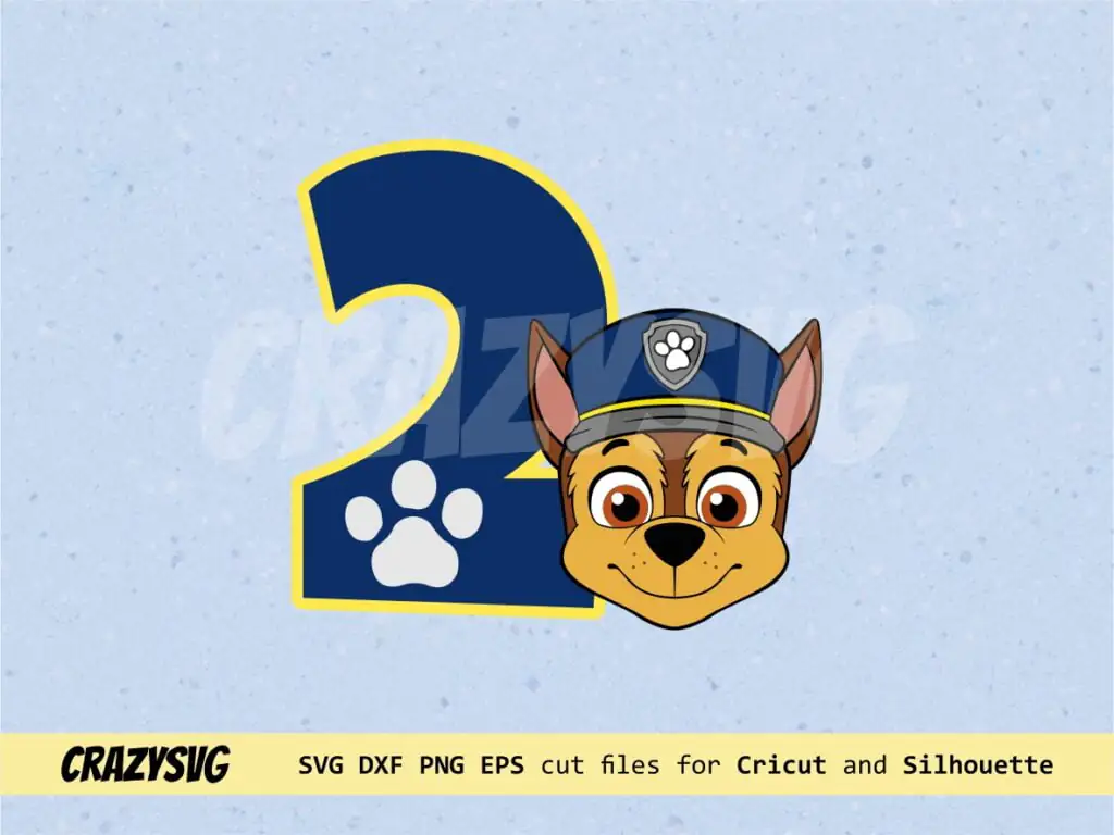 Number 2 Chase SVG Paw Patrol Birthday