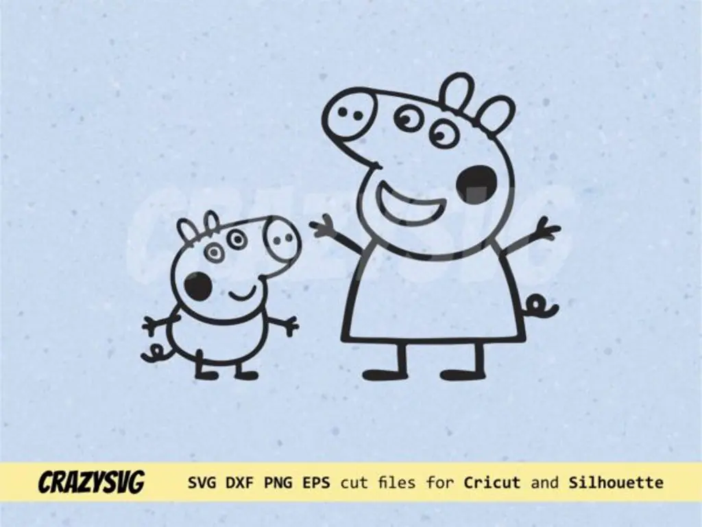 Peppa Pig SVG Outline George and Granny Vector