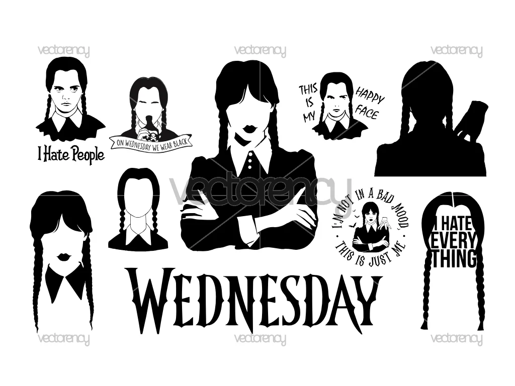 Wednesday Addams SVG File Bundle