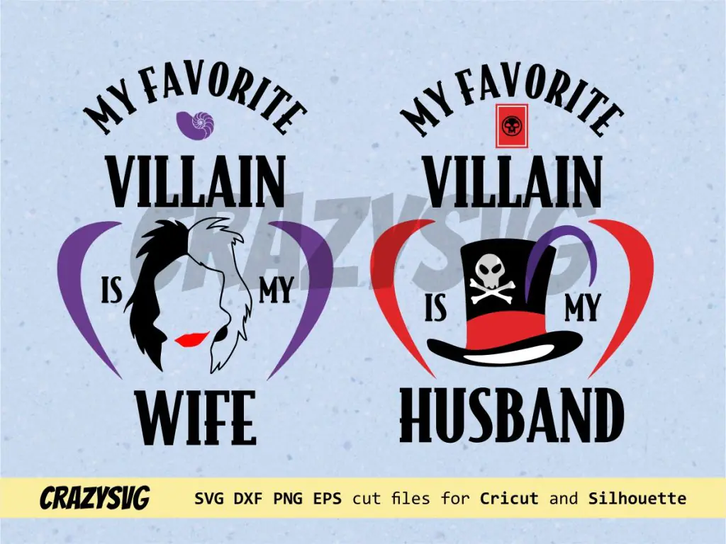 Disney Villains Cricut Husband Wife Cut File T-Shirt Design SVG