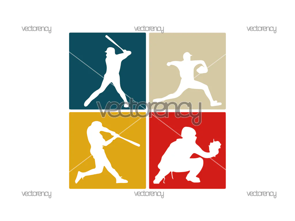 Free Download Retro Baseball SVG Players