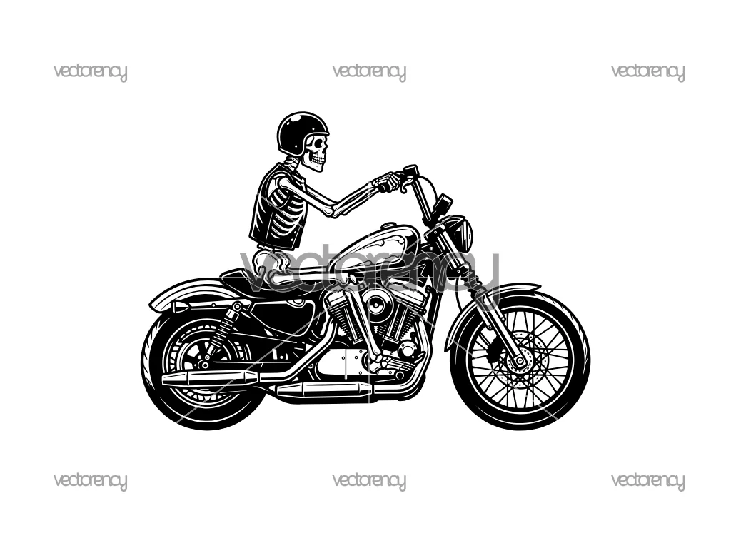 Motorcycle Skeleton PNG SVG DXF Harley Davidson Vector