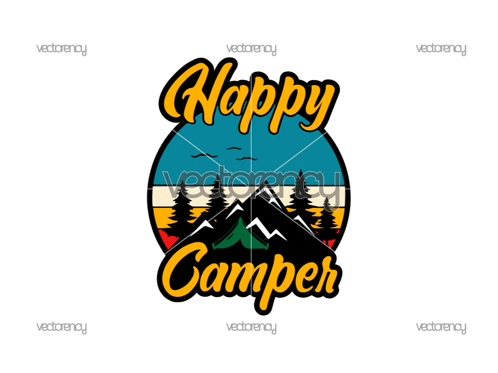 Camping SVG Happy camper Vintage Cricut PNG Vector