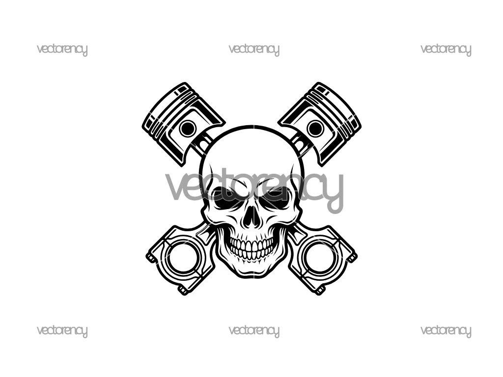 Piston Skull SVG Vector, Biker Harley Davidson