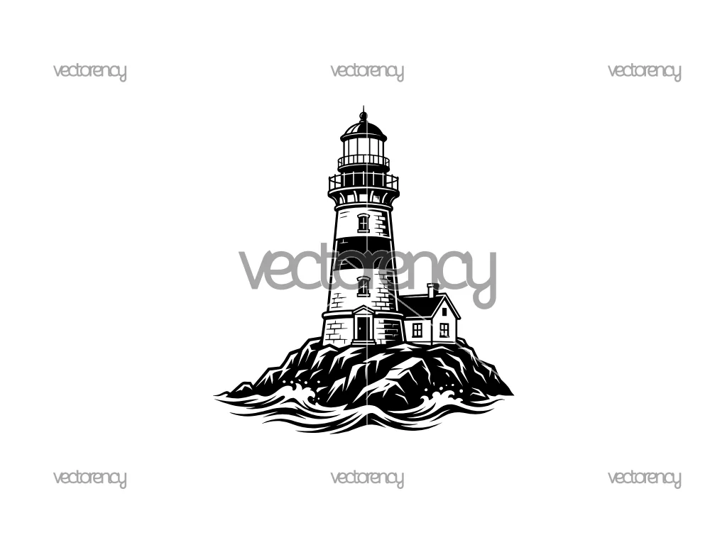 Lighthouse SVG, Ocean Seaside Nautical Beach Coastal Silhouette Clip Art Cut File