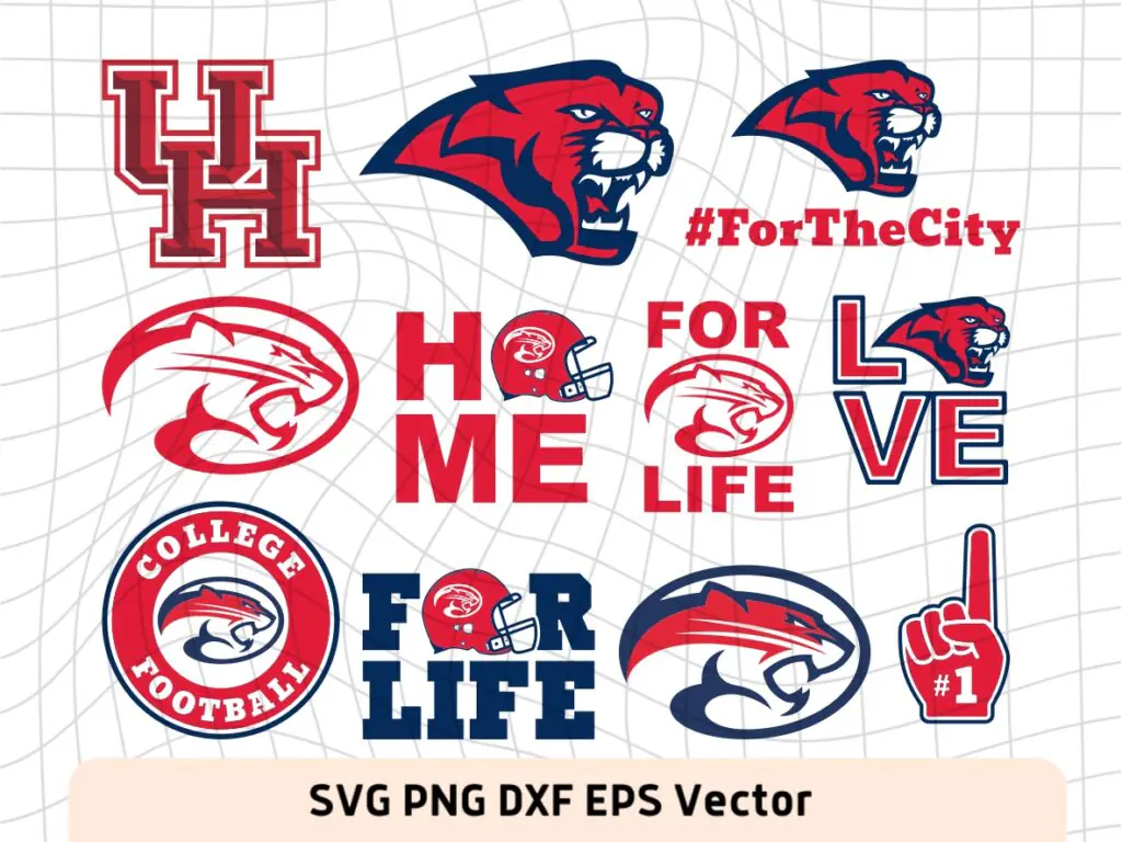 Houston Cougars Football Design Files Bundle (SVG, DXF, PNG, EPS)