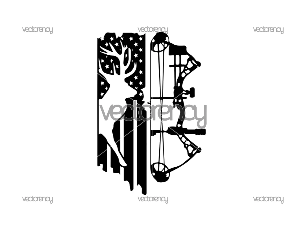 Free Download Deer Hunting SVG Bow and Arrow Flag