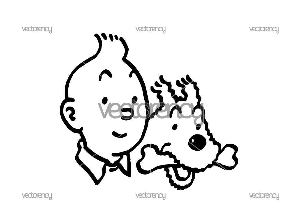 Tintin SVG Vector Download Outline