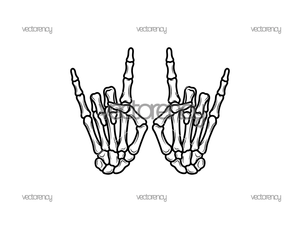 Skeleton Hand Rock Gesture SVG