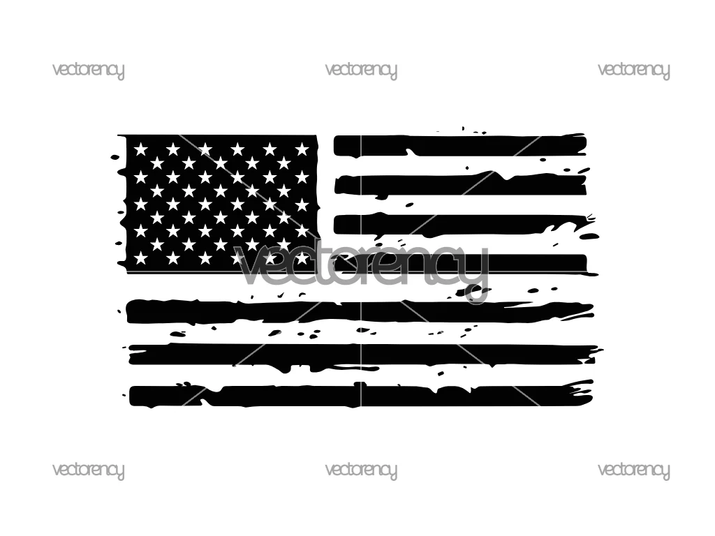 Black Distressed USA Flag Vector SVG