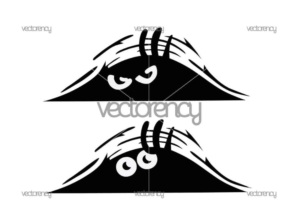 Peeking Monster Scary Eyes Vector File Illustration SVG