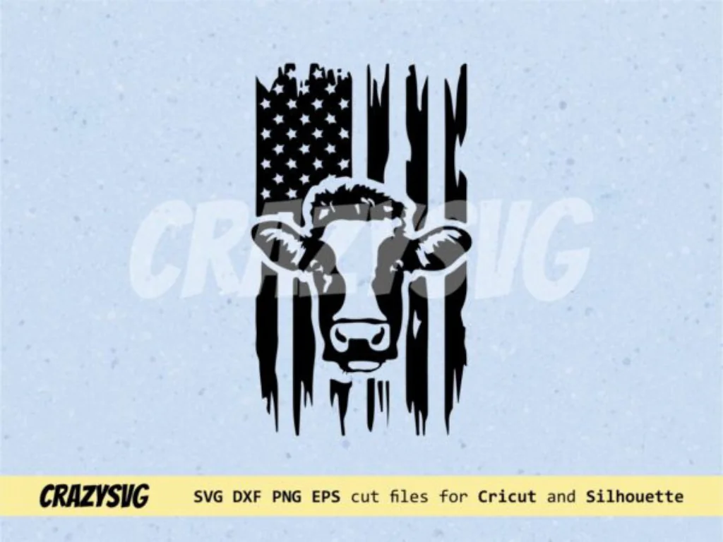 American USA Cow SVG Us Flag New Edition