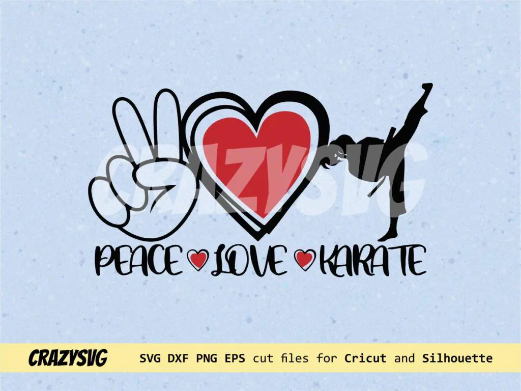 Karate SVG Peace love Karate Kids, Karate Girls Silhouette