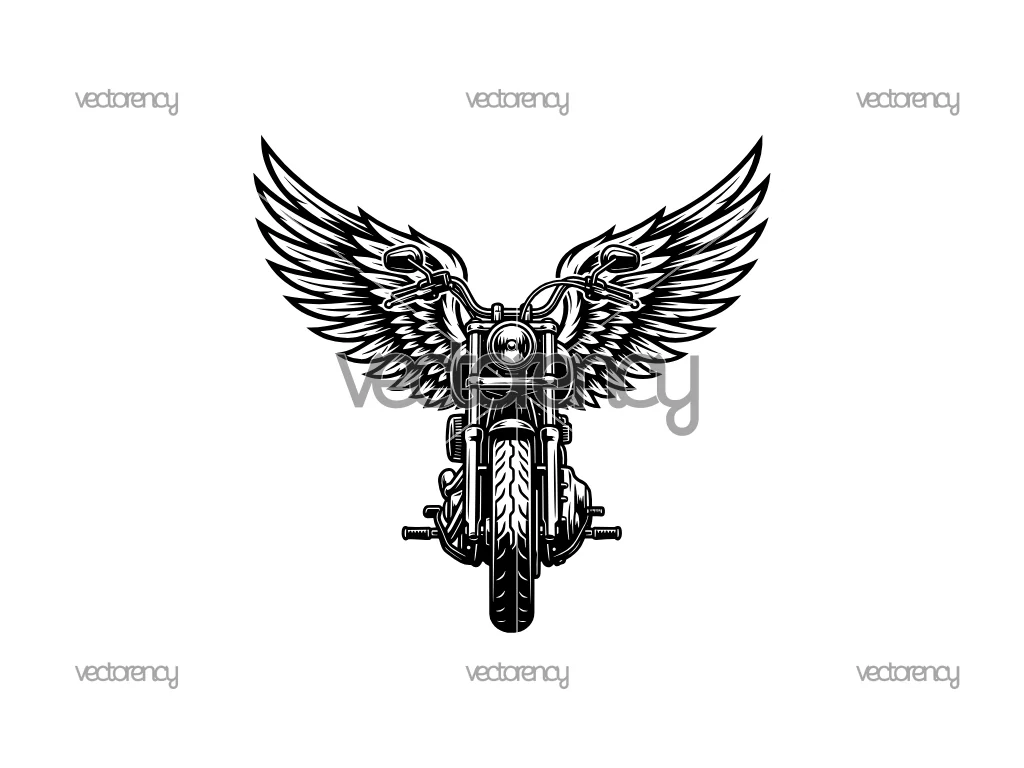 Motorcycle with Wings SVG Vector PNG, Harley Davidson DXF