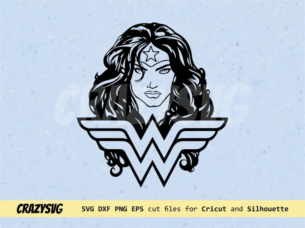 Wonder Woman Vector Cartoon With Logo Wonder Woman SVG