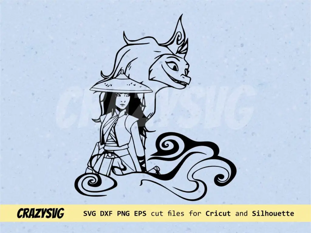 Raya And Sisu SVG Lineart The Last Dragon Vector EPS PNG DXF