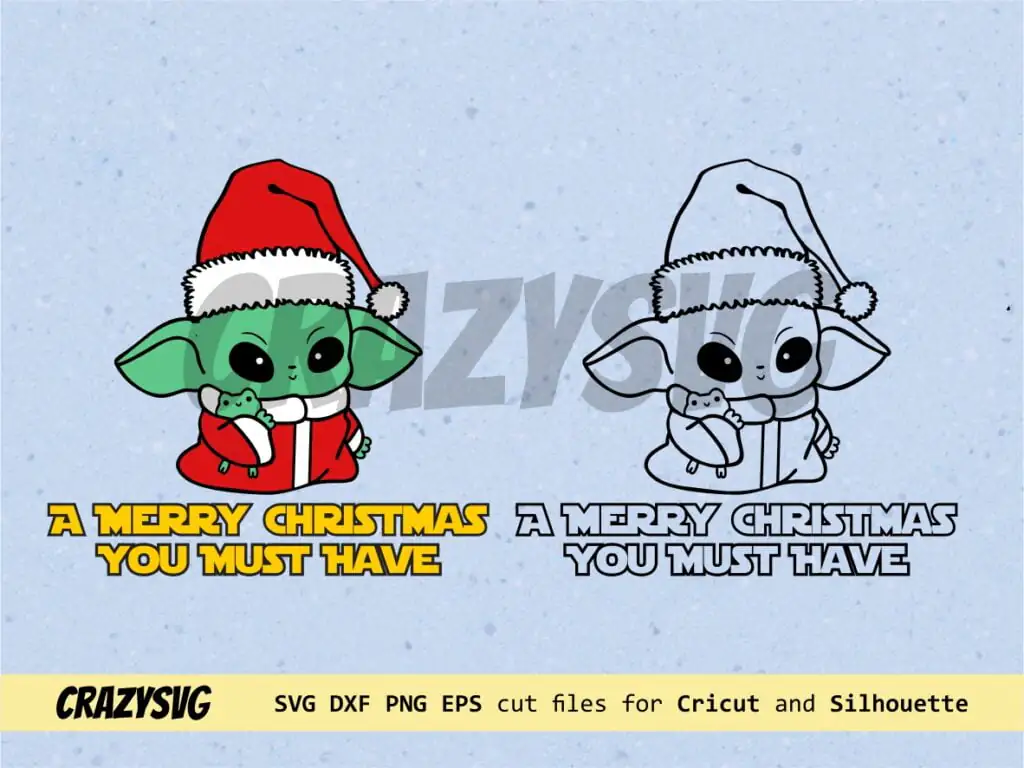 Baby Yoda Santa Hat Christmas SVG File