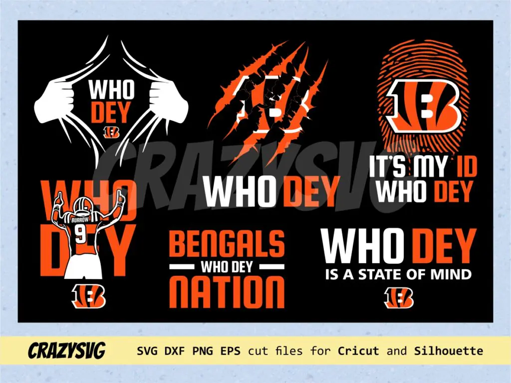 Who Dey Burrow Bengals SVG Bundle Sublimation Design PNG