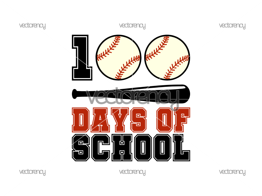 Softball SVG 100 Days of School