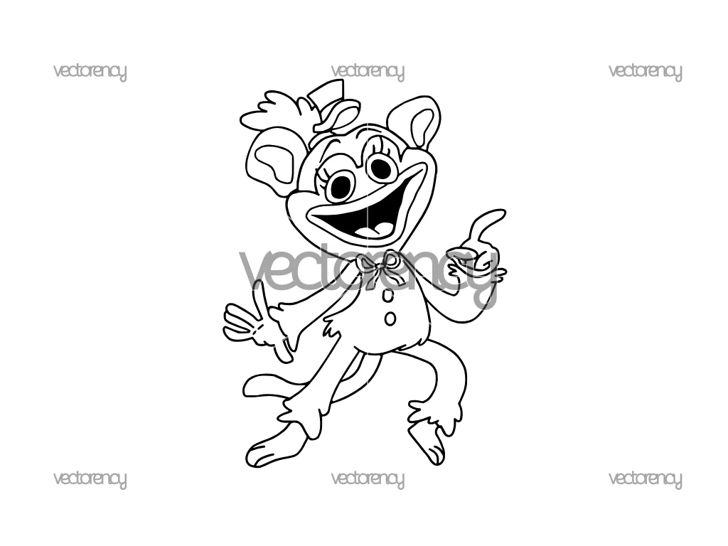 Maddy Monkey Poppy Playtime Outline Vector SVG PNG Image