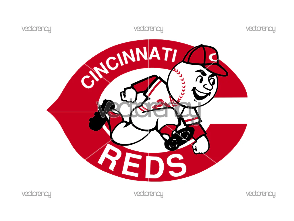 Cincinnati Reds Logo With Mascot Baseball Vector PNG DXF