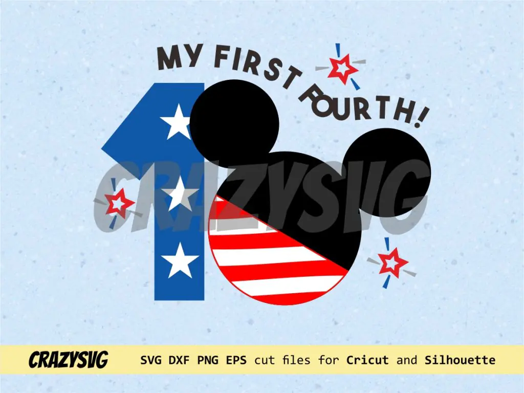 Mickey Mouse My First Fourth of July Cut File SVG