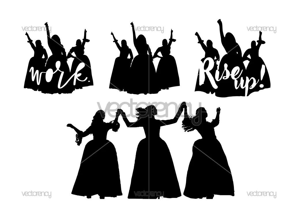 Schuyler Sisters Hamilton Silhouette Vector SVG
