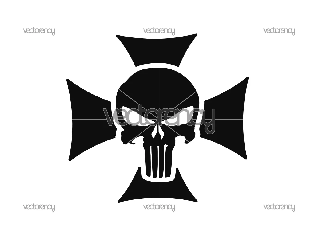 Maltese Cross Punisher SVG Clipart Vector PNG Transparent for Sticker Decals