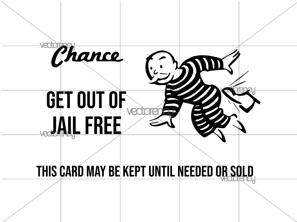 Get Out Of Jail Free Card Svg, Vintage 1960s