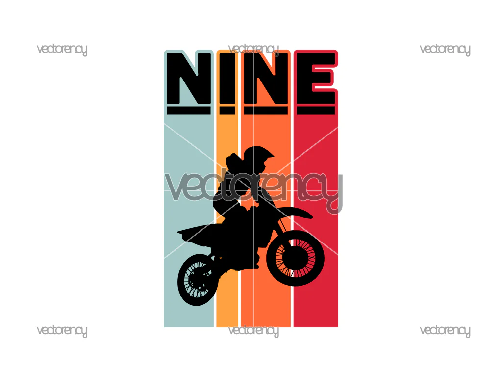 Motocross SVG 9th Birthday Design Shirt PNG