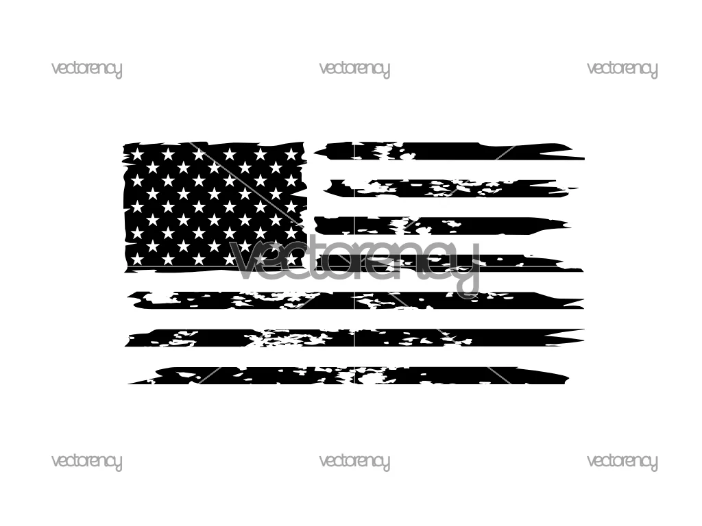 Silhouette Of a Distressed USA Flag Vector SVG