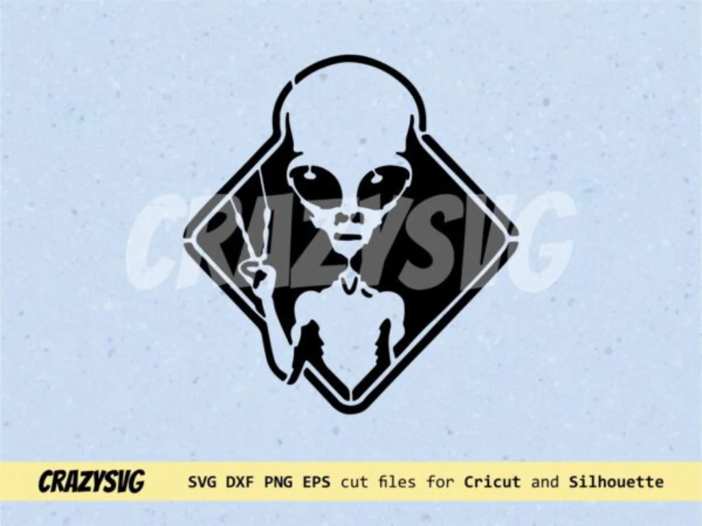 Alien Sign SVG, Alien With Peace Hand Clipart Vector