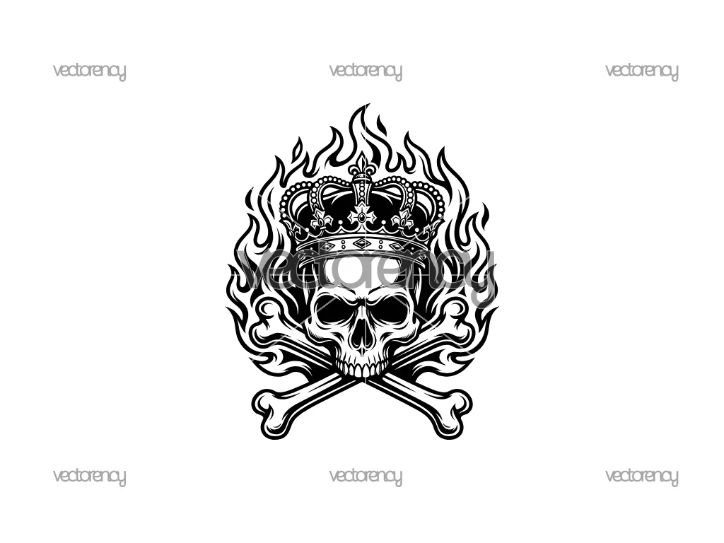 Skull And Crossbones Royal Crown SVG, King Death Vector, PNG