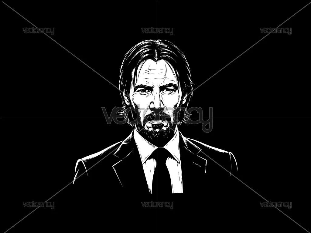 John Wick Drawing Cartoon Vector