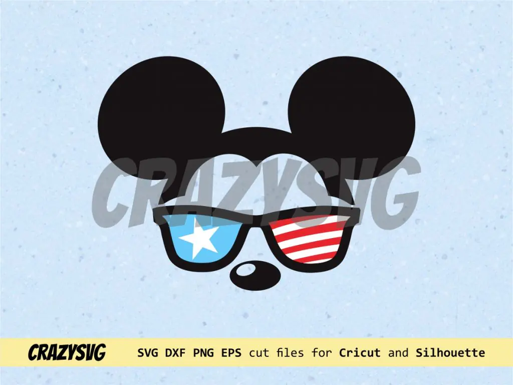 Cool Mickey Mouse American Flag Sunglasses SVG Cut File