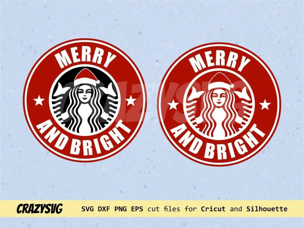 Merry and Bright Starbucks Logo SVG