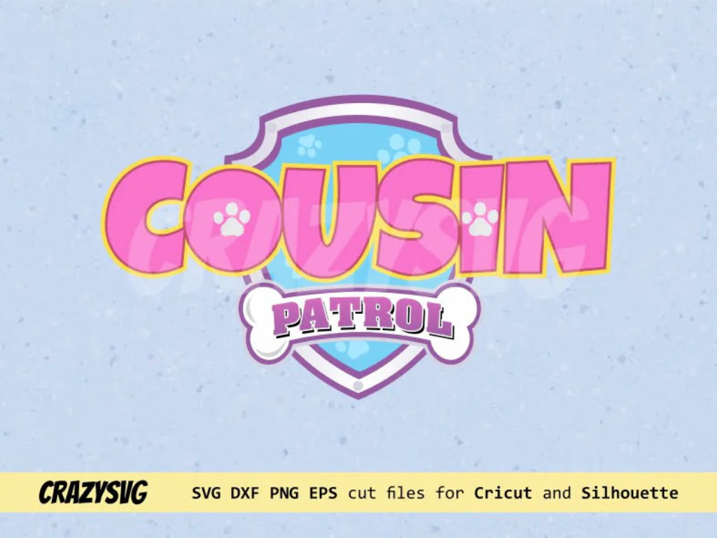 Cousin Paw Patrol Birthday Party Pink SVG Cricut